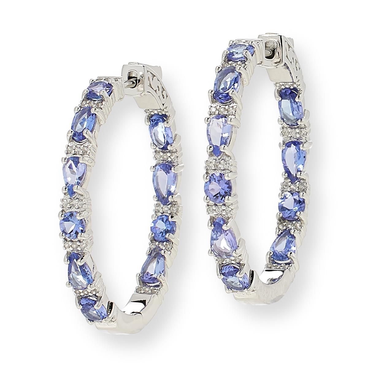 Colleen Lopez Multi-Cut GTanzanite Inside/Outside Hoop Earrings, 1-1/4"