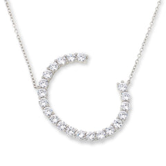 Absolute Sterling Silver PavÃ© Initial "C" Necklace, 18"