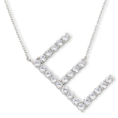 Absolute Sterling Silver PavÃ© Initial "E" Necklace, 18"