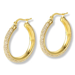 Nomination Italy Goldtone Mesh & Crystal Medium Hoop Earrings, 1"