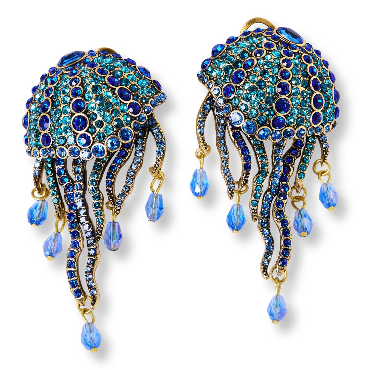 Heidi Daus Multicolor Blue Jellyfish Drop Earrings, 2"