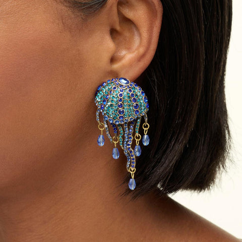 Heidi Daus Multicolor Blue Jellyfish Drop Earrings, 2"