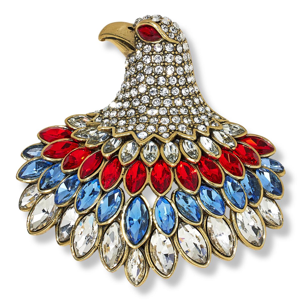 Heidi Daus "Marquis Eagle" Multicolor Crystal Pin, 2-1/4"