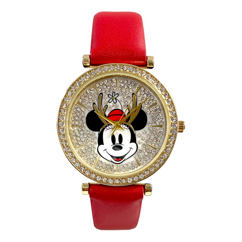 Disney Special Edition Goldtone Minnie Holiday Watch