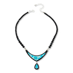 Jay King Sleeping Beauty Turquoise Inlay & Black Stone Necklace, 18"