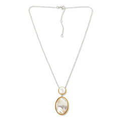 Colleen Lopez Sterling Silver Cultured Pearl & Mother-of-Pearl Oval Pendant Neckalce, 18"