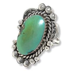 Chaco Canyon Campitos Turquoise Oval Stone Solitaire Ring, Size 7