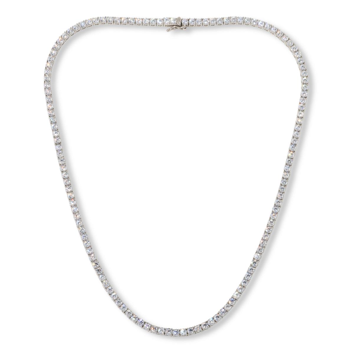 Absolute Sterling Silver Round Stone Tennis Necklace,  17"