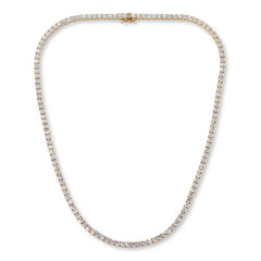 Absolute Sterling Silver Goldclad Round Stone Tennis Necklace,  17"