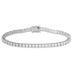 Absolute Sterling Silver 3mm Asscher-Cut Tennis Bracelet, 6-1/2"