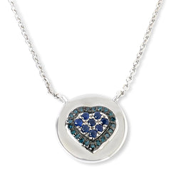 Colleen Lopez Sterling Silver Sapphire & Colored Diamond Fancy Heart Necklace, 18"