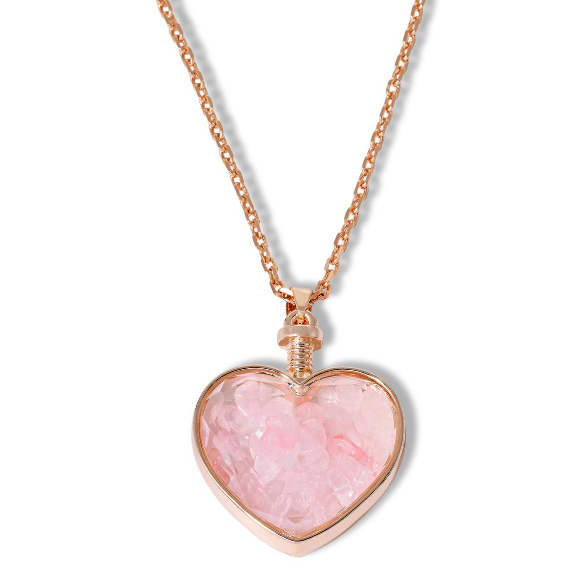 Colleen Lopez Rosetone Rose Quartz Heart Shaker Pendant Necklace, 20"