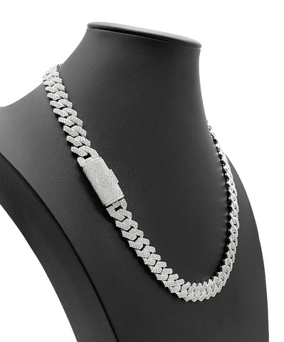 25CT DEF-VVS Moissanite Cuban Link Chain 12mm 22" 145G - Luxury