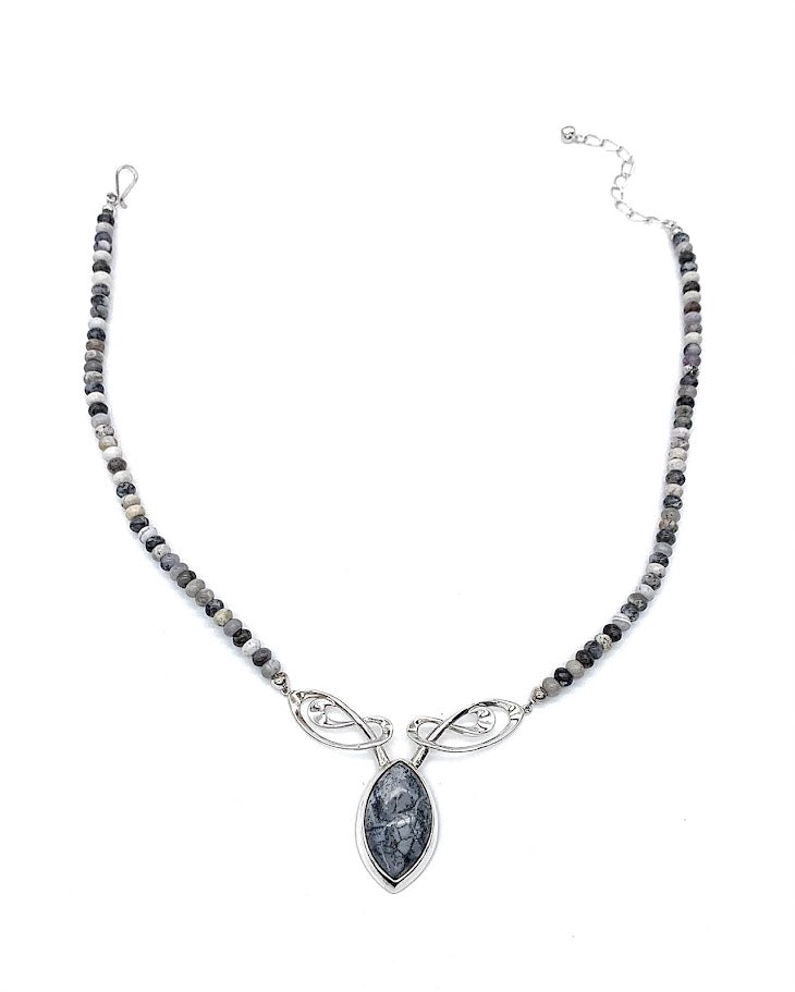 Jay King Sterling Silver Dendritic Sage Opal Beaded Necklace, 20"