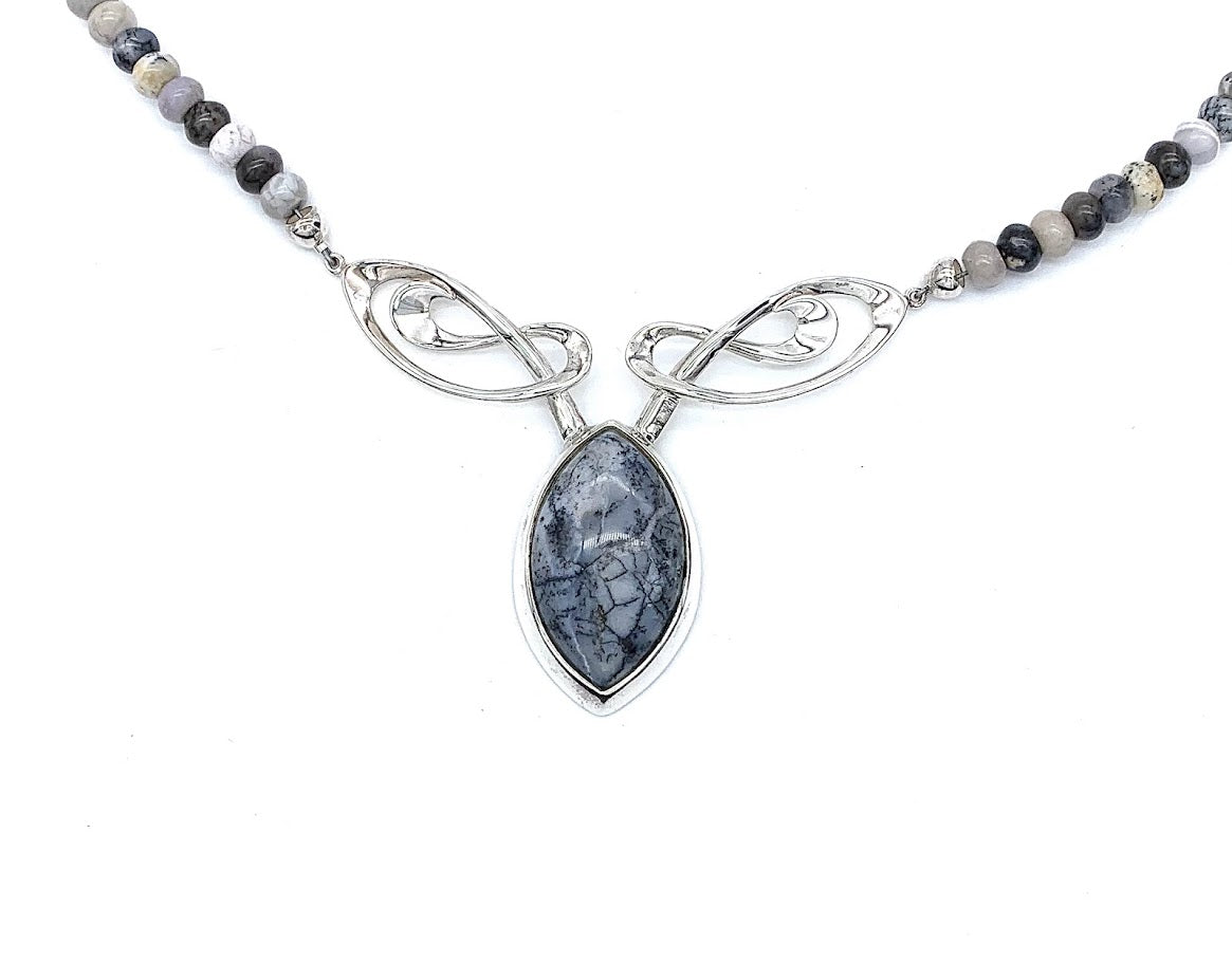 Jay King Sterling Silver Dendritic Sage Opal Beaded Necklace, 20"