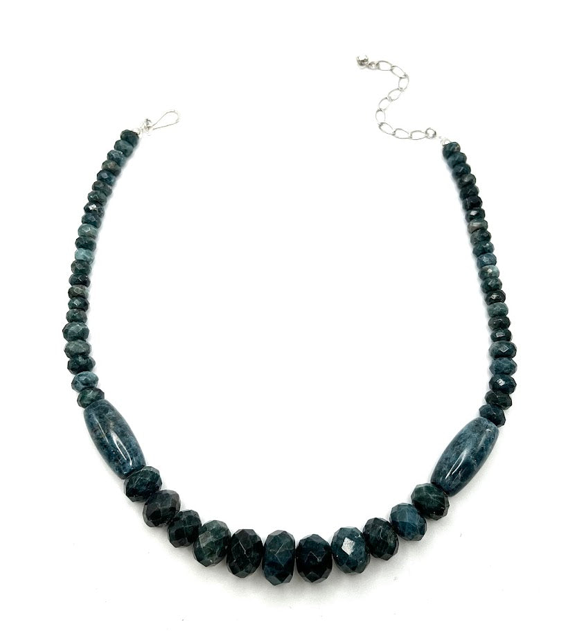 Jay King Sterling Silver Graduated Teal Apatite Beaded Necklace 18"