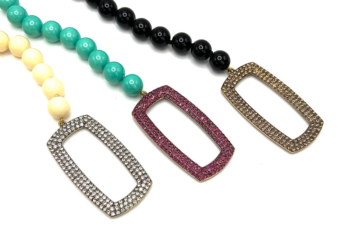 Heidi Daus "Game Changer" 30" Beaded PavÃ© Lariat Necklace - Set of 3 (All Colors)