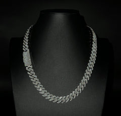 30CT DEF-VVS Moissanite Cuban Link Chain 14mm 22" 235G - Luxury