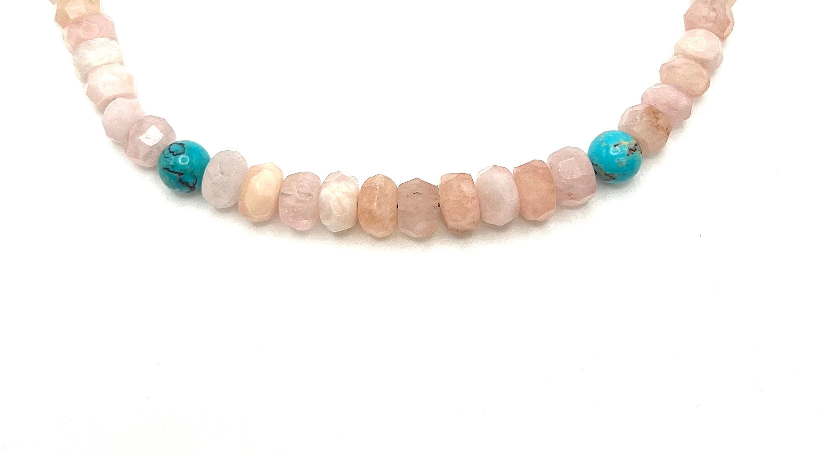 Jay King Rose Quartz & Turquoise Beaded Sterling Silver Necklace 18"