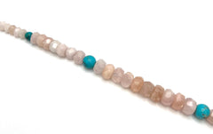 Jay King Rose Quartz & Turquoise Beaded Sterling Silver Necklace 18"