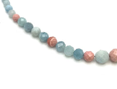 Jay King Aquamarine & Pink Opal Beaded Sterling Silver Necklace 18"