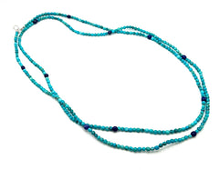 Jay King Blue Turquoise & Lapis Sterling Silver Beaded Necklace 60"