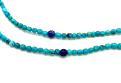 Jay King Blue Turquoise & Lapis Sterling Silver Beaded Necklace 60"