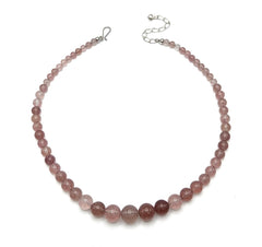 Jay King Pink Strawberry Quartz Sterling Silver Beaded Necklace 18"