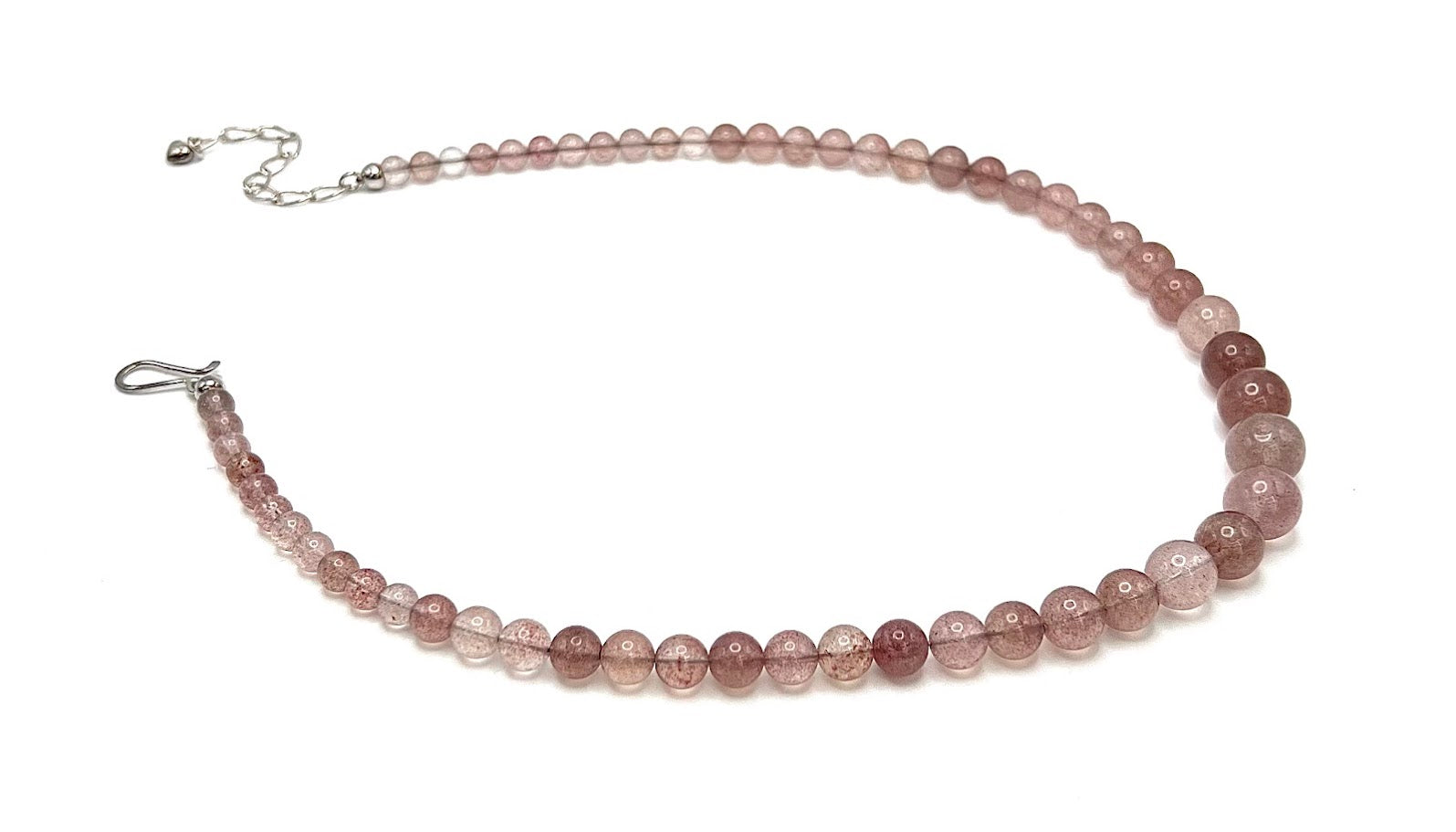 Jay King Pink Strawberry Quartz Sterling Silver Beaded Necklace 18"