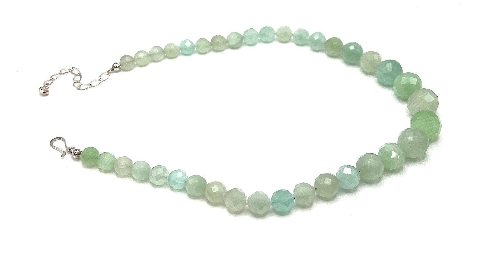 Jay King Green Calcite Graduated Sterling Silver Beaded Necklace 18"