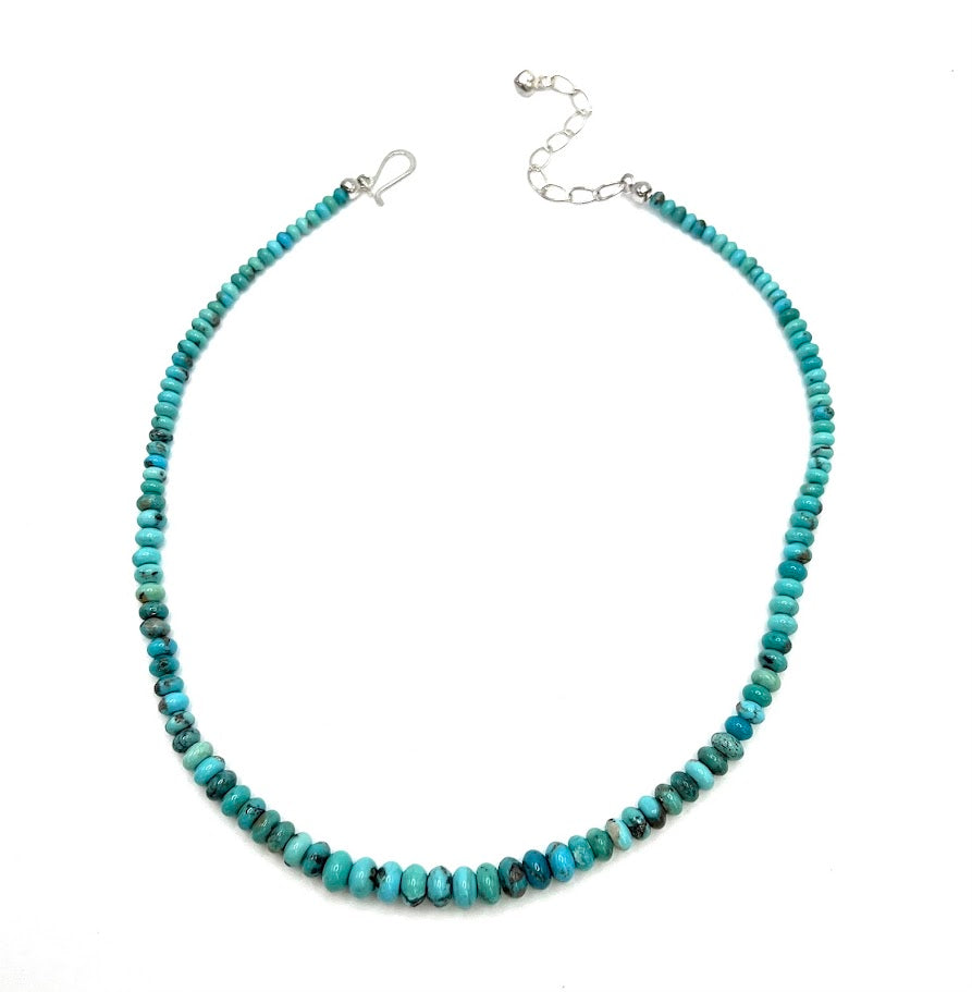 Jay King Blue Turquoise Graduated Rondelle Sterling Silver Necklace 18"