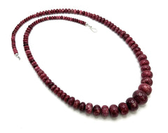 Jay King Graduated Pink Rhodonite Rondelle Beaded Sterling Silver Necklace 30"