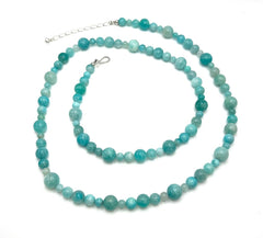 Jay King Alternating Blue Amazonite Beaded Sterling Silver Necklace 36"