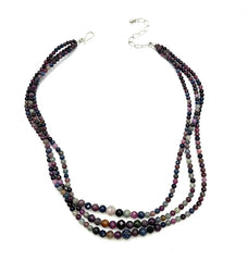 Jay King Colors of Sapphire 3-Strand Beaded Sterling Silver Necklace 18"