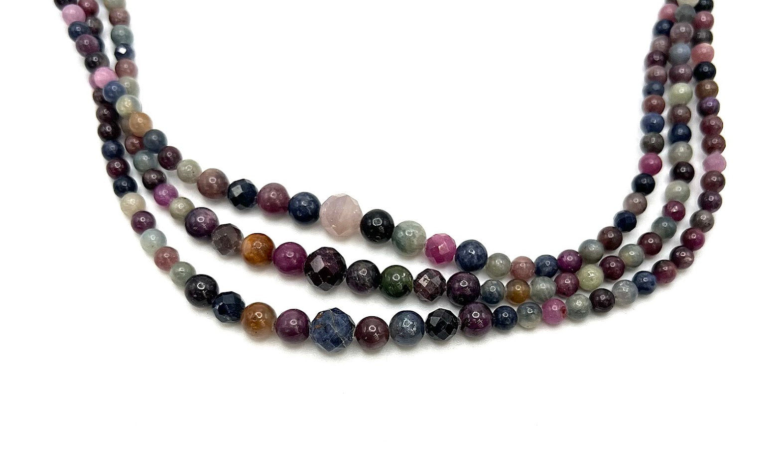 Jay King Colors of Sapphire 3-Strand Beaded Sterling Silver Necklace 18"