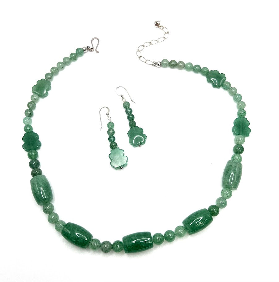 Jay King Aventurine Sterling Silver Beaded Necklace & Earring Set 20"