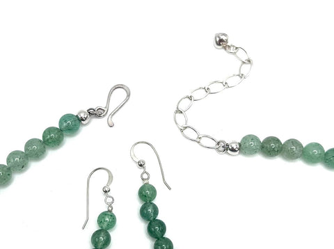 Jay King Aventurine Sterling Silver Beaded Necklace & Earring Set 20"