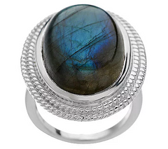 Bold Oval Labradorite Sterling Ring Size 5