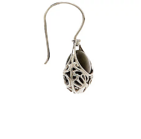 Connemara Marble Sterling Silver Basket Drop Earrings 1"