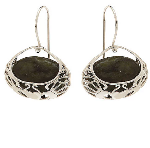 Connemara Marble Sterling Silver Basket Drop Earrings 1"