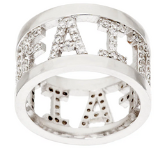 Diamonique Faith Pave' Ring, Sterling, Size 5