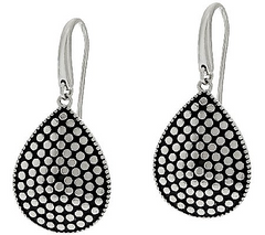 Stainless Steel Textured Teardrop 1-1/2" Earrings