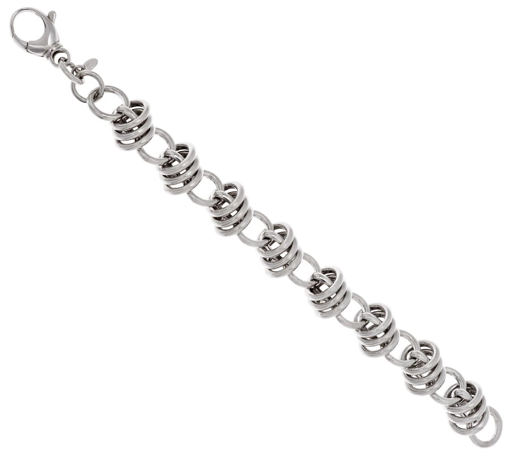 Bronze Bold Silver Polished Status Link Bracelet by Bronzo Italia, 6-3/4"L; 6-1/4" fit