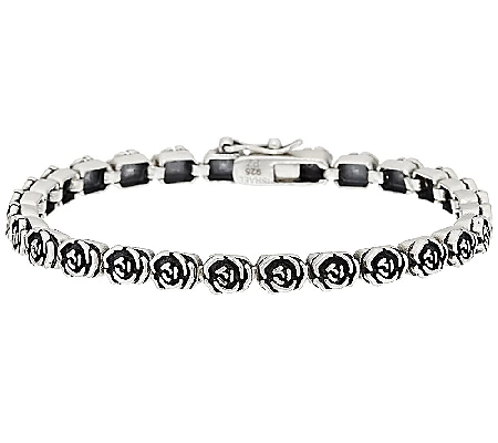 Or Paz Sterling Silver Rose Design Tennis Bracelet