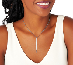 Stainless Steel Vertical Bar Necklace, Chain 18"L