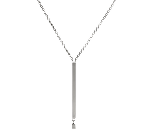 Stainless Steel Vertical Bar Necklace, Chain 18"L