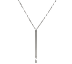 Stainless Steel Vertical Bar Necklace, Chain 18"L