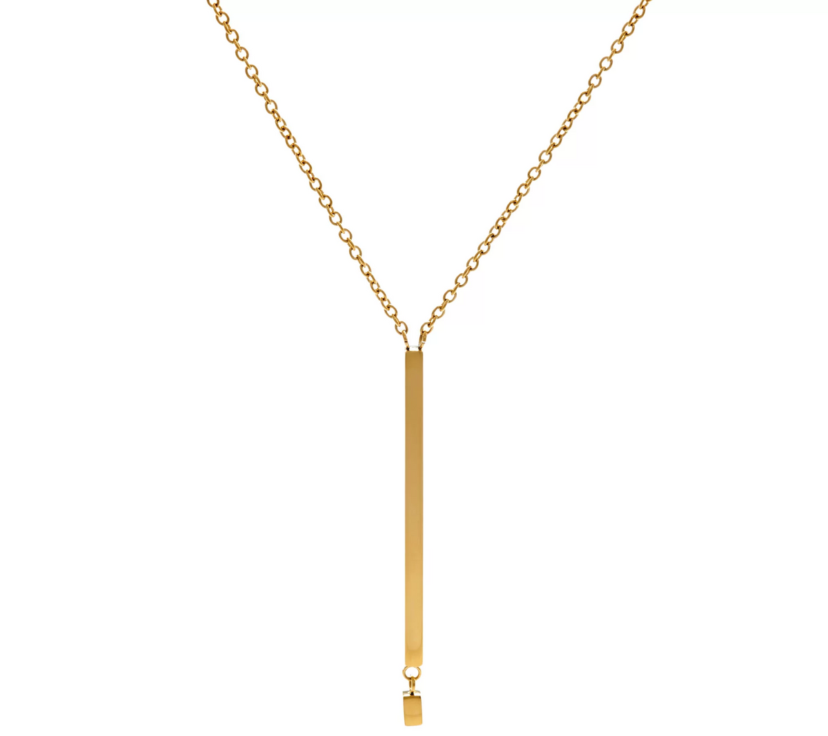 Stainless Steel Vertical Bar Necklace, Gold tone, Chain 18"L