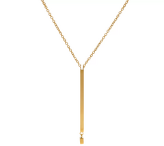 Stainless Steel Vertical Bar Necklace, Gold tone, Chain 18"L