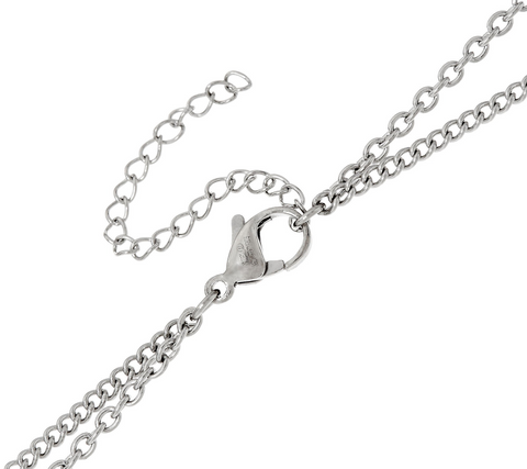 Stainless Steel Double Layer Horizontal Bar Necklace, Chain 18"+2"L